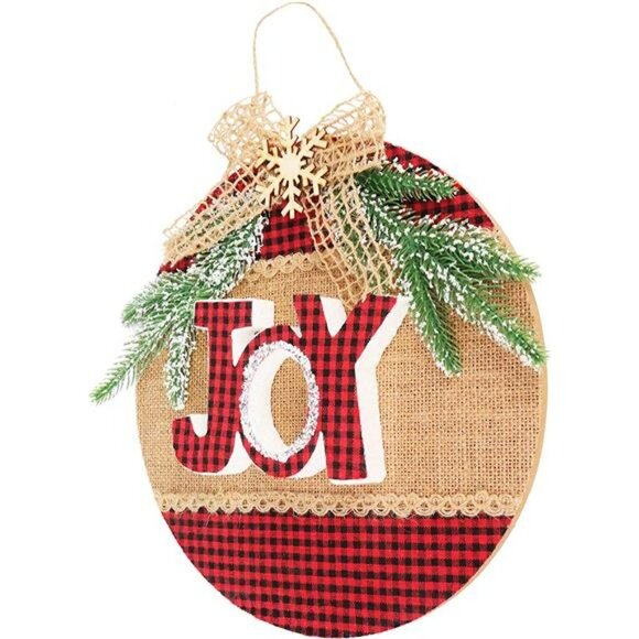 Merry Christmas Sign - Buffalo Plaid Christmas Door Decorations, Christmas Decor - Picture 2 of 7